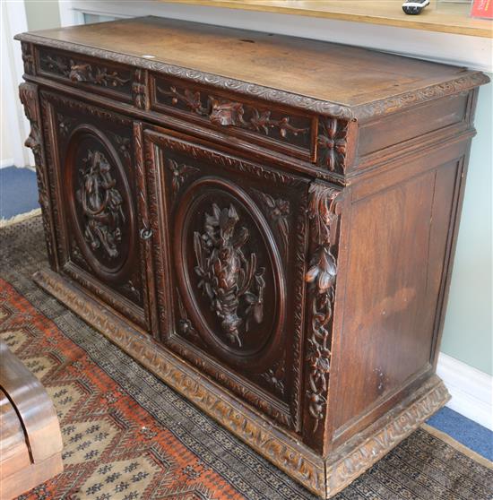 A late 19th century Flemish oak dresser base,